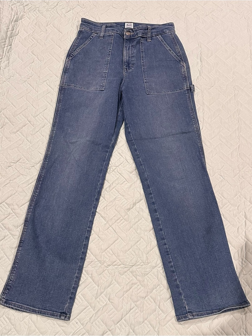 Lee Workwear Carpenter Jeans Women’s 8M Light Wash Wide Leg Utility Denim Pants